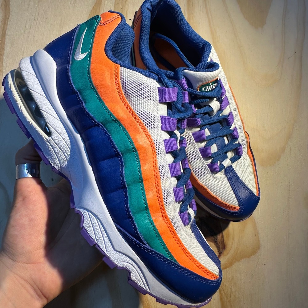 Nike Air Max 95 GS Blue Orange Teal Purple Sneakers 307565-412 Size 6Y